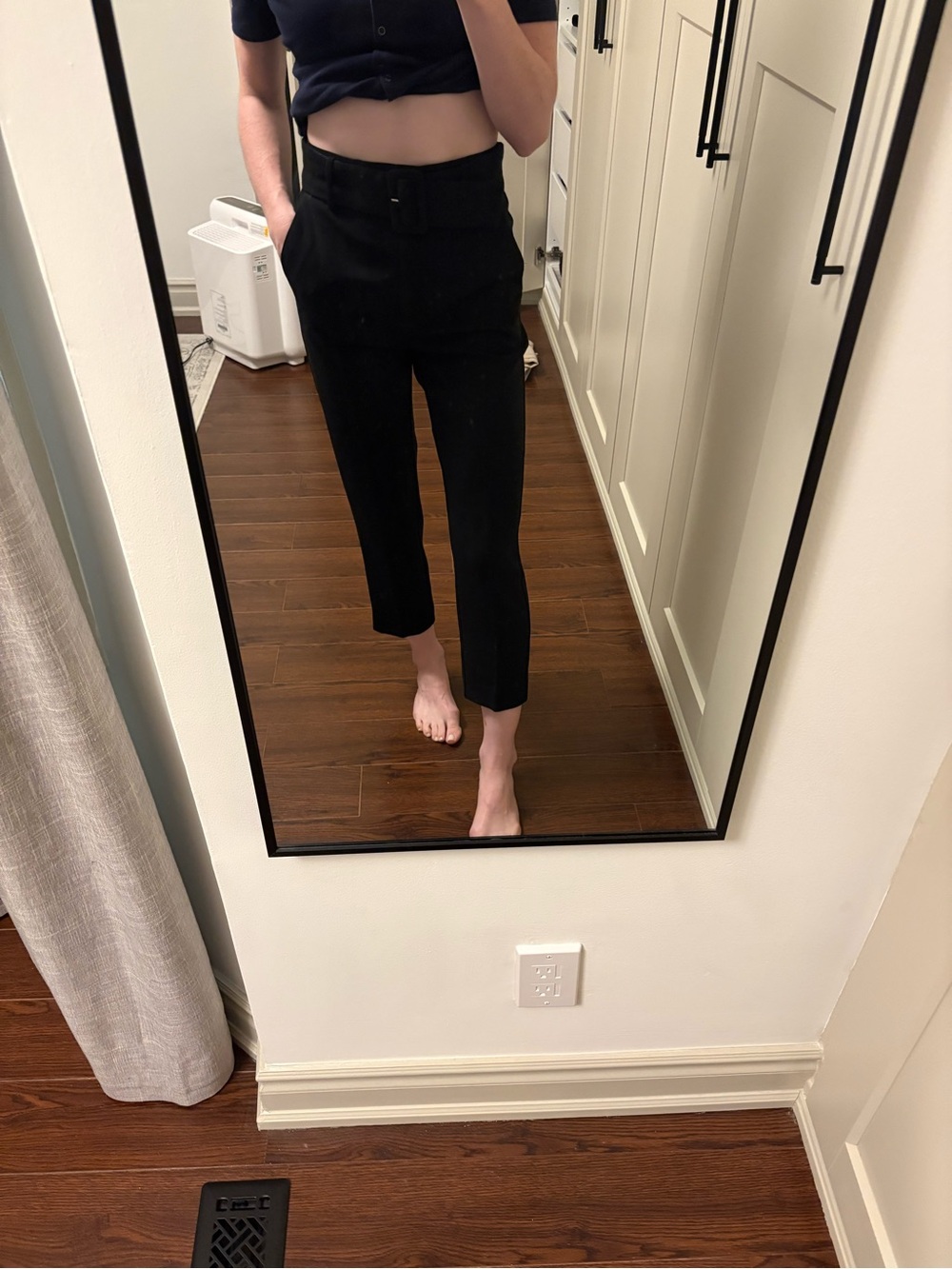Babaton Black High-Waist Trousers with removable belt